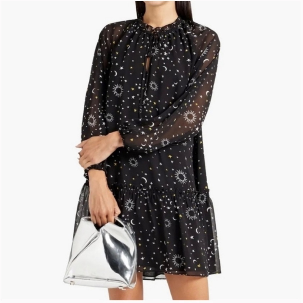 DEREK‎ LAM 10 CROSBY Juno Celestial Chiffon Trapeze Dress NWT